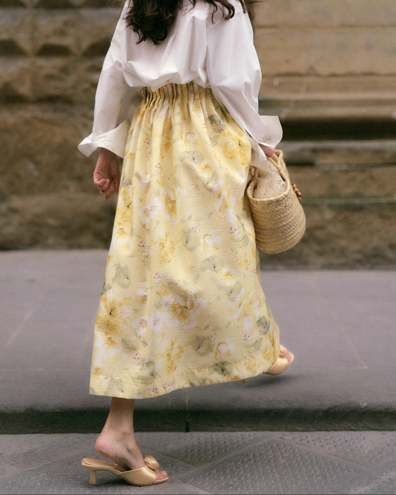 YASLEMON Long Skirt - Pale Banana